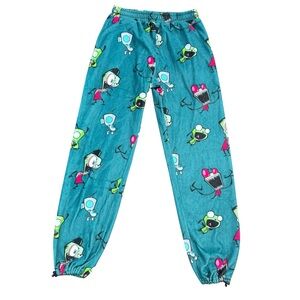 Sz S Invader Zim Green Fleece Pull Over Tapered Jogger Pajama Pants Dumb Good